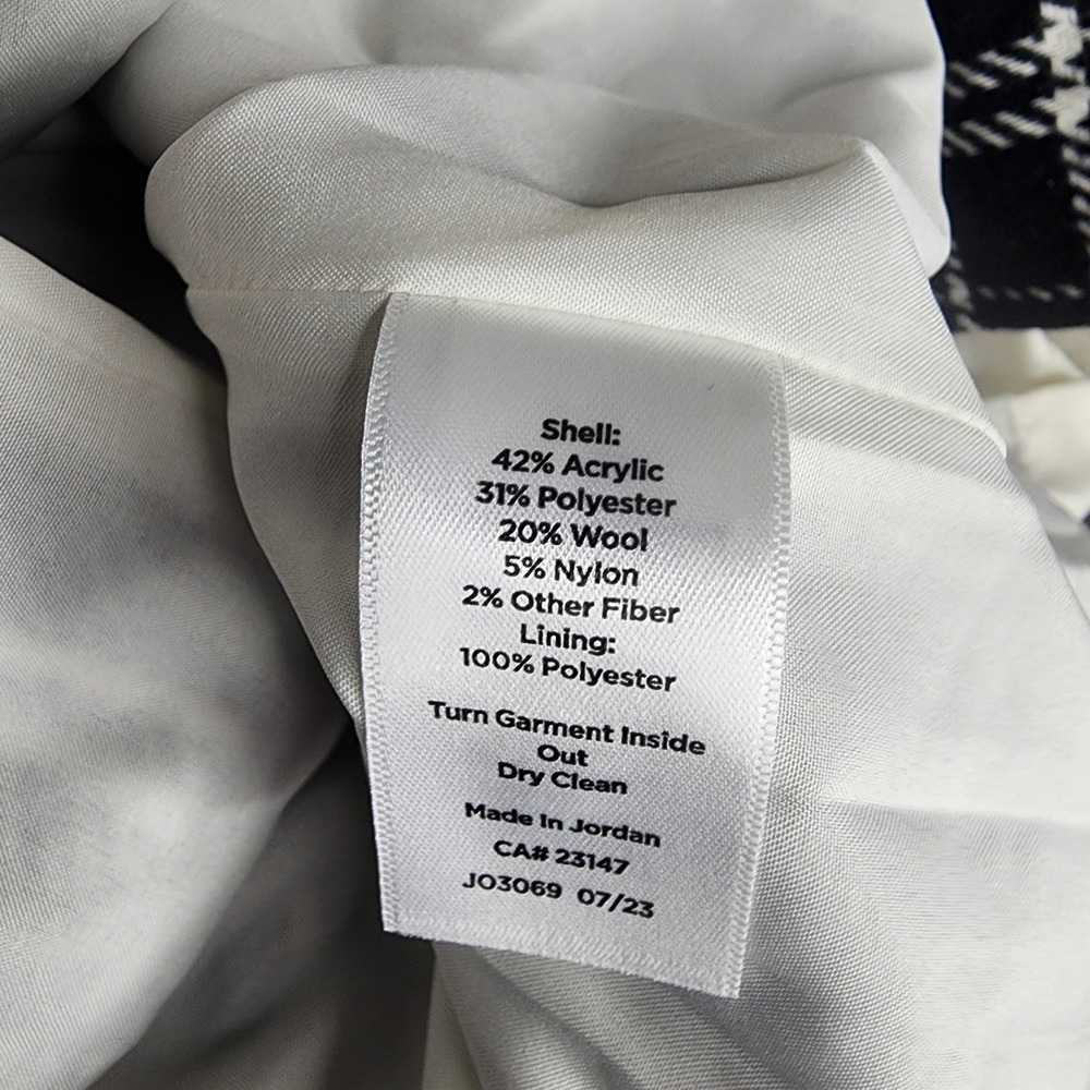 Talbots‎ Womens Ice Plaid Fringe A-Line Skirt Black White Wool Blend Size 18 - Picture 8 of 9